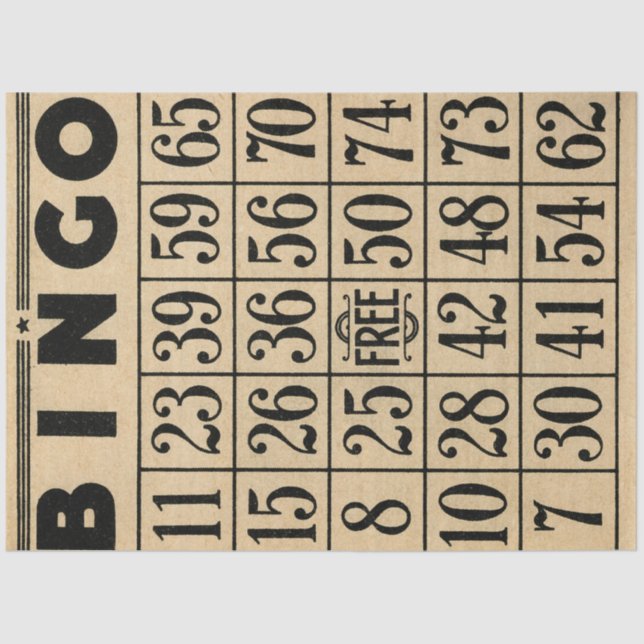 Bingokarttopapier Seidenpapier (Vorderseite)