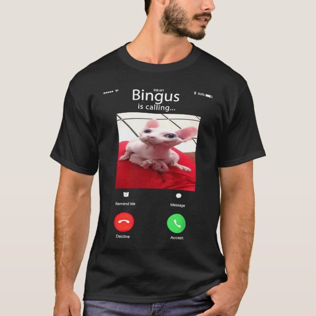 Bingus ruft Big Cat Meme T-Shirt (Vorderseite)