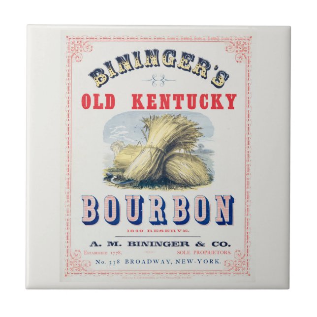 Bininger's Old Kentucky Bourbon 1849 Reserve. Fliese (Vorderseite)