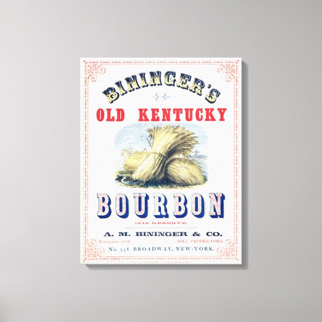 Bininger's Old Kentucky Bourbon 1849 Reserve. Leinwanddruck (Vorderseite)