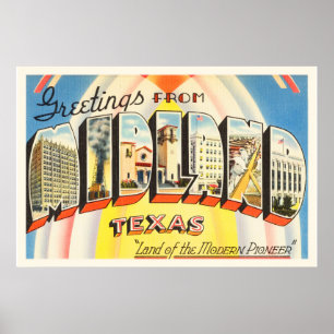 Binnenländische alte Vintage Reise-Andenken Texas Poster