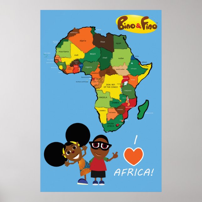 Bino und Fino I Liebe Africa Poster Blue (Vorne)