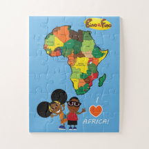 Bino und Fino I Liebe Afrika Jigsaw Puzzle Blue