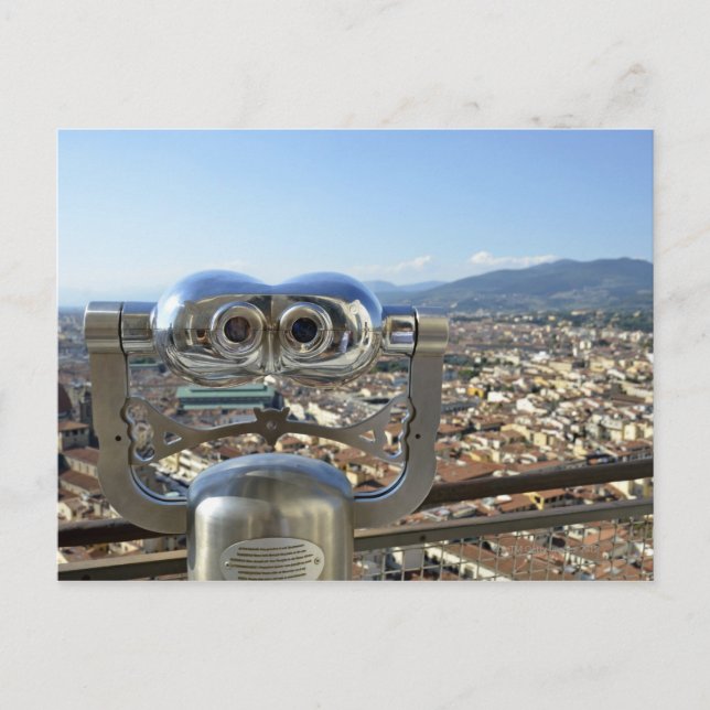 Binoculars mit Blick auf Florenz City, top Postkarte (Vorderseite)