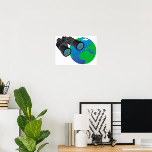 Binokulare und Erdplakate Poster