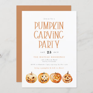 BINX Fall Halloween Wasserfarbe Pumpkin Carving Einladung