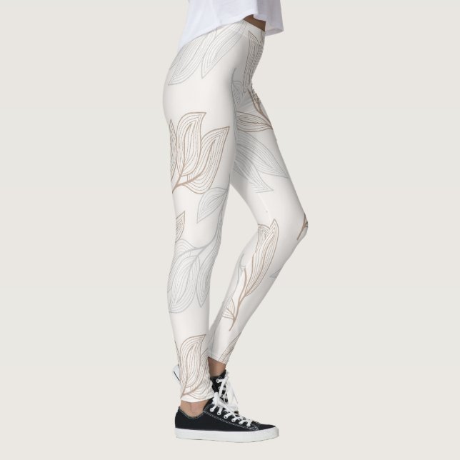 Bio Abstrakte Leaf-Design-Leggings Leggings (Rechts)