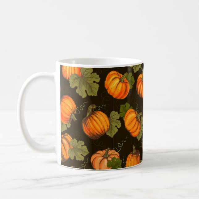 Bio Agrargemüse nahtlos mit orangefarbenem Kaffeetasse (Links)