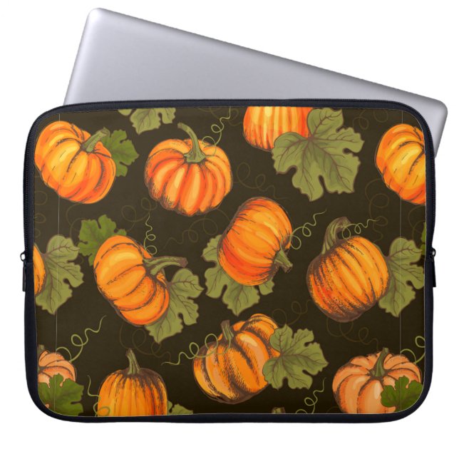 Bio Agrargemüse nahtlos mit orangefarbenem Laptopschutzhülle (Vorderseite)
