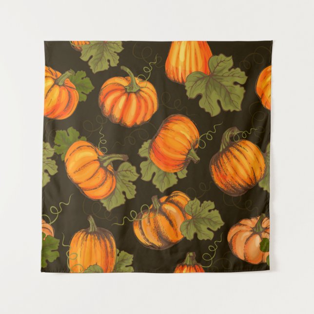 Bio Agrargemüse nahtlos mit orangefarbenem Wandteppich (Vorderseite)