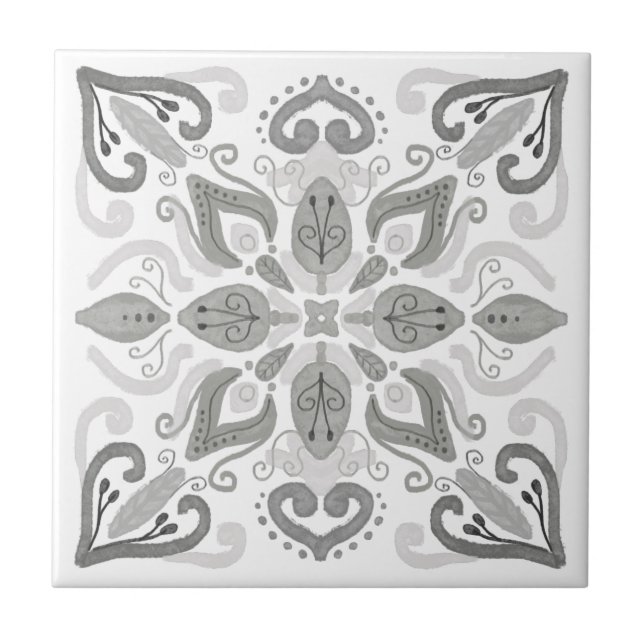 Bio alte Zuhause Aquarelltöne hellgrau Fliese (Vorderseite)