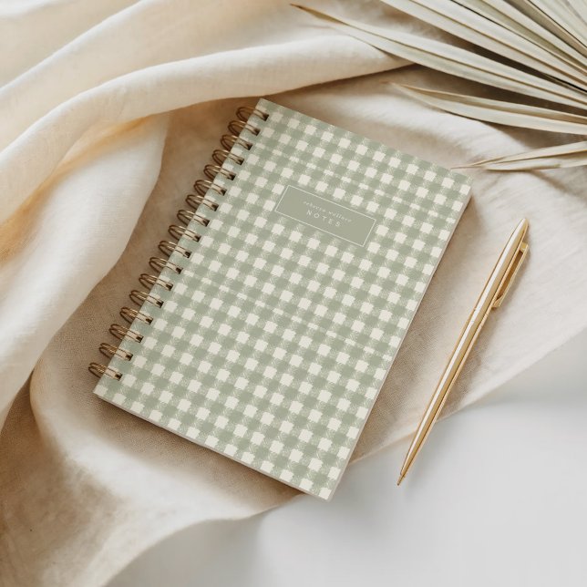 Bio-Aquarell Grün Tartan Gingham Karo Notizbuch (Von Creator hochgeladen)
