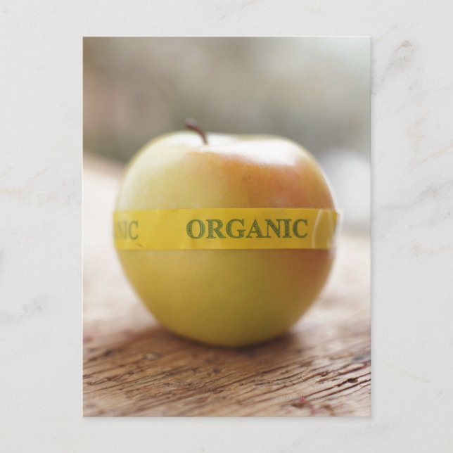 Bio Aufkleber auf Apfel Postkarte (Vorderseite)