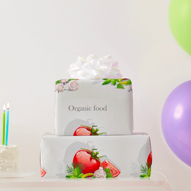Bio-Bauernhof Frische Gemüse Tomate und Kräuter Geschenkpapier (Von Creator hochgeladen)