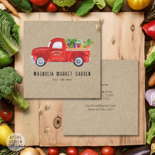 Bio-Bauernhof-LKW-Gemüse-Hühner-Bauernmarkt Quadratische Visitenkarte