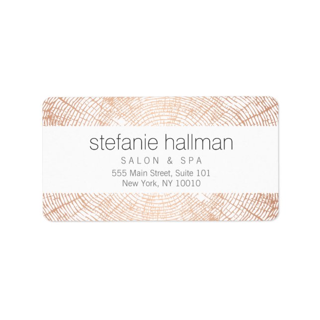 Bio Beauty Rose Gold Tree Rings Muster Adressaufkleber (Vorne)