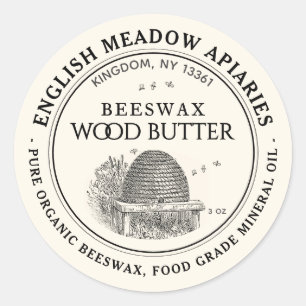 BIO BEESWAX-HOLZBUTTER-ETIKETT RUNDER AUFKLEBER
