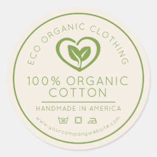 Bio Blätter aus Baumwolle in einem herzgrünen Unte Runder Aufkleber