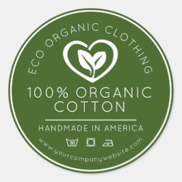 Bio Blätter aus Baumwolle in einem herzgrünen Unte Runder Aufkleber