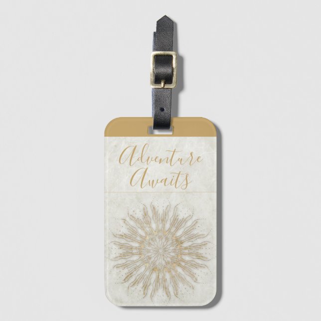 Bio bohischer Sonnenaufgang Mandala Gepäckanhänger (Vorderseite Vertikal)