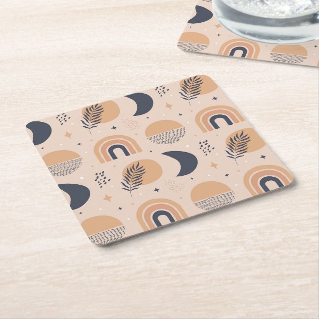 Bio Boho Pattern Rechteckiger Pappuntersetzer (angewinkelt)