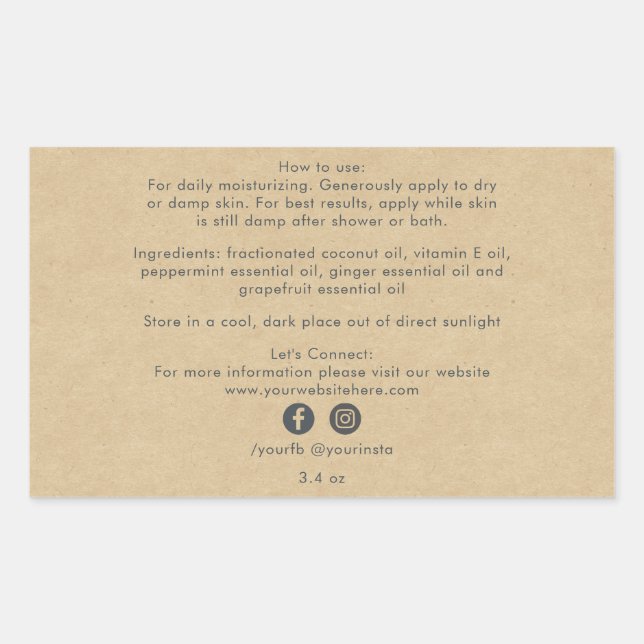 Bio Business Beauty Product Ingredients Kraft Rechteckiger Aufkleber (Vorderseite)