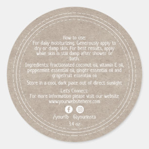 Bio Business Beauty Product Ingredients Kraft Runder Aufkleber