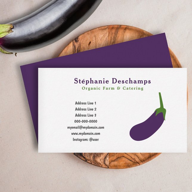 Bio Business Card "Farm & Catering" Visitenkarte (Organic Farm & Catering Eggplant Business Card)