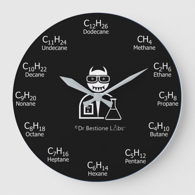 Bio Chemie-Uhr - Schwarzes Große Wanduhr (Vorderseite)