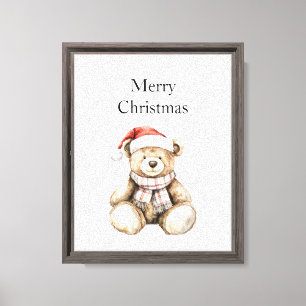Bio Cream Tan Christmas Teddy Bear Weihnachtsmannm Leinwanddruck