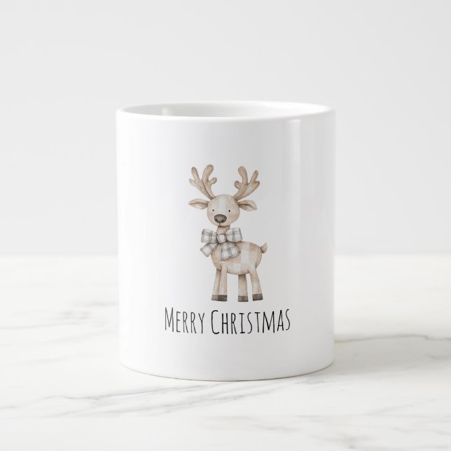 Bio Cream Tan Reindeer Weihnachten Jumbo-Tasse (Vorderseite)