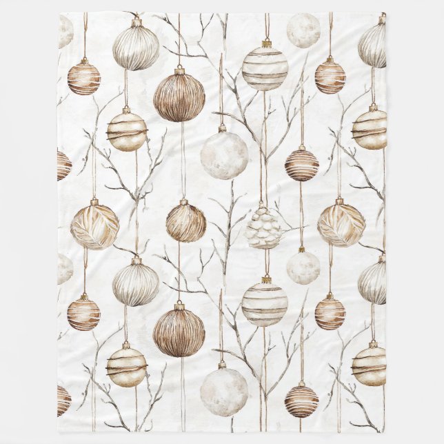 Bio Cream Tan Weihnachtsschmuck Fleecedecke (Vorderseite)