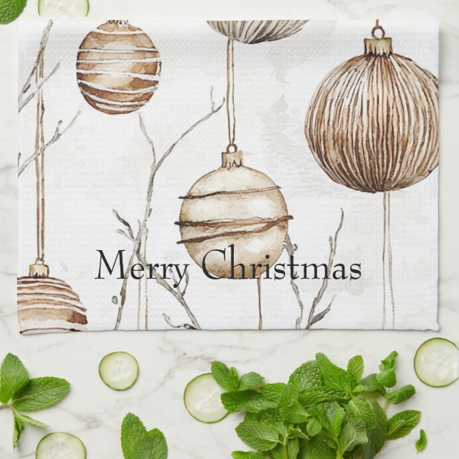 Bio Cream Tan Weihnachtsschmuck Geschirrtuch (Gefaltet)
