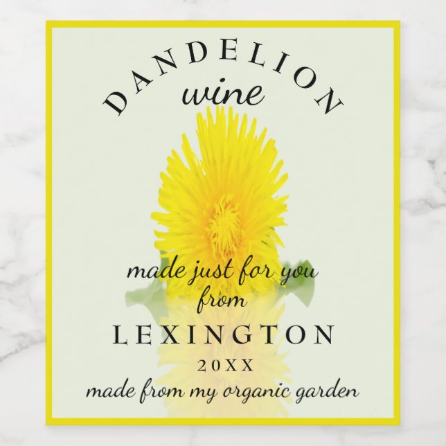 Bio Dandelion Wine Homemade Weinetikett (Einzelnes Label)
