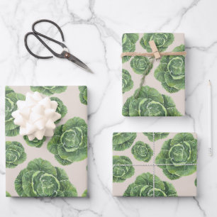 Bio-Design mit grünem Kohl  Geschenkpapier Set