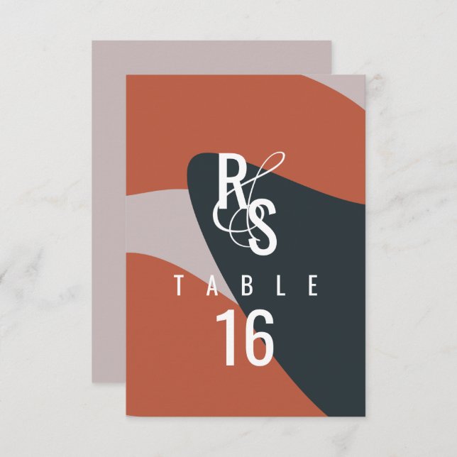 Bio Dunkle Terracotta Hochzeitssitze blau Einladung (Vorne/Hinten)