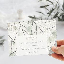 Bio Dusty Sage Khaki Floral RSVP Card Karte