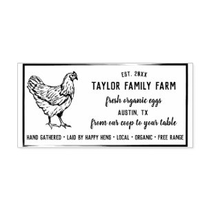 Bio-Eier Familienbauernhof Vintage Rustikales Huhn Gummistempel