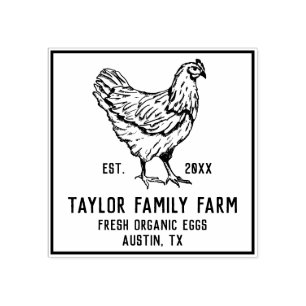 Bio-Eier Familienfarm Vintage Rustikal Huhn Ru Gummistempel