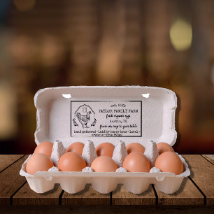 Bio-Eier Familienfarm Vintage Rustikal Huhn Ru Gummistempel