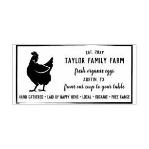 Bio-Eier Familienfarm Vintage Rustikal Huhn Ru Gummistempel