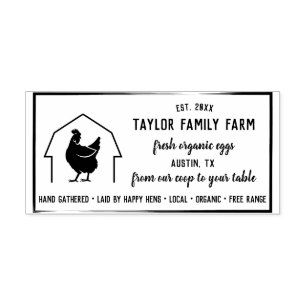 Bio-Eier Familienfarm Vintage Rustikal Huhn Ru Gummistempel
