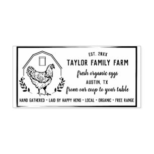 Bio-Eier Familienfarm Vintage Rustikal Huhn Ru Gummistempel