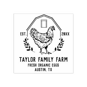 Bio-Eier Familienfarm Vintage Rustikales Huhn Ru Gummistempel