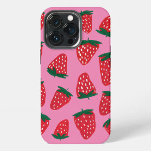 Bio-Erdbeeren im Sommer, rot auf rosa Hintergrund iPhone 13 Pro Hülle