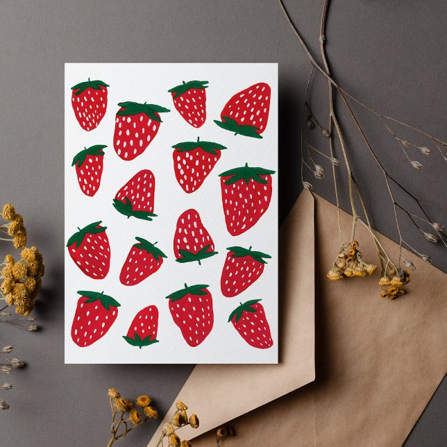 Bio Erdbeeren im Sommer - rot und grün Postkarte (Von Creator hochgeladen)