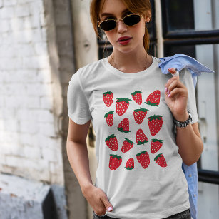 Bio Erdbeeren im Sommer - rot und grün T-Shirt