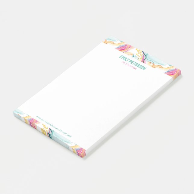 Bio Federstruktur mit fließenden Wellenformen Post-it Klebezettel (angewinkelt)