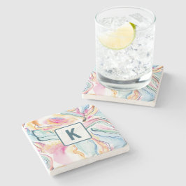 Bio Federstruktur mit fließenden Wellenformen Steinuntersetzer