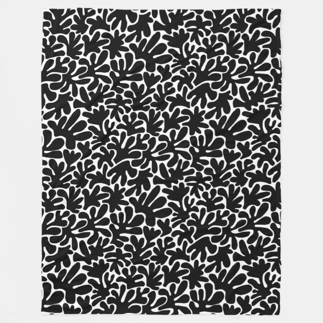 Bio Formen Abstrakt 240822 - Schwarz Fleecedecke (Vorderseite)